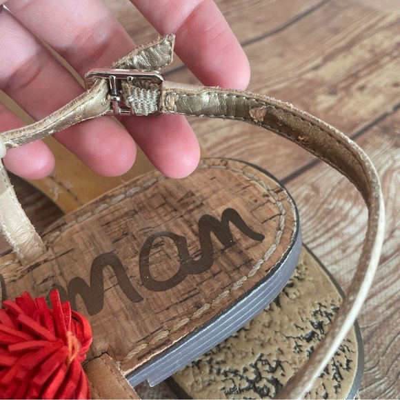 SAM EDELMAN GATES EMBELLISHED LEATHER FRINGE THONG SANDAL SADDLE MULTICOLOR SZ 8 - Picture 7 of 14